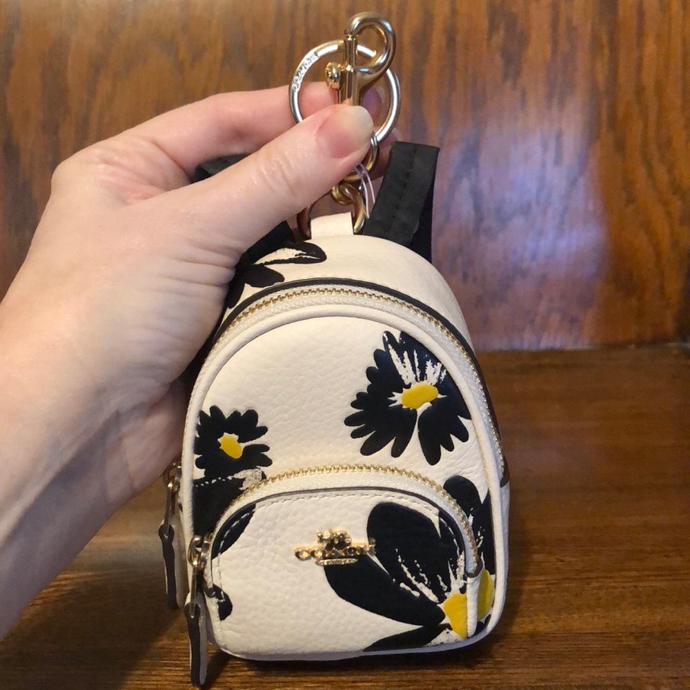NWT-Coach-Mini Court Backpack Bag Charm/Keychain-Daisy/Floral 🌼 Print-$138